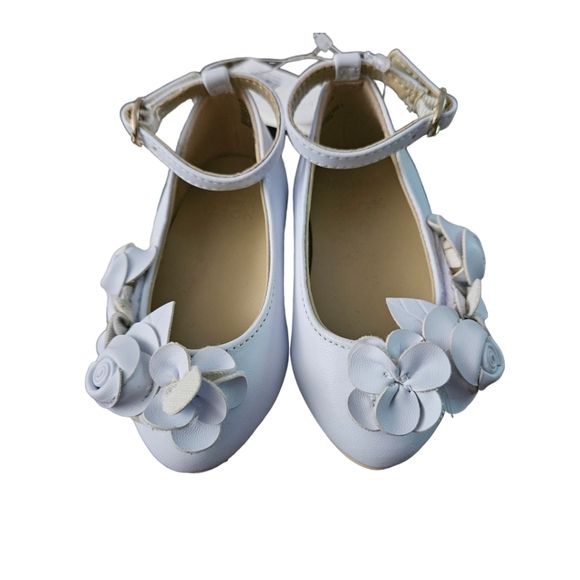 Janie and Jack White Floral Ankle Strap Dress Shoes Sz 6 NWT - Picture 1 of 6